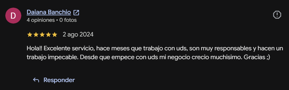 Captura de la reseña de Google de Daiana Banchio